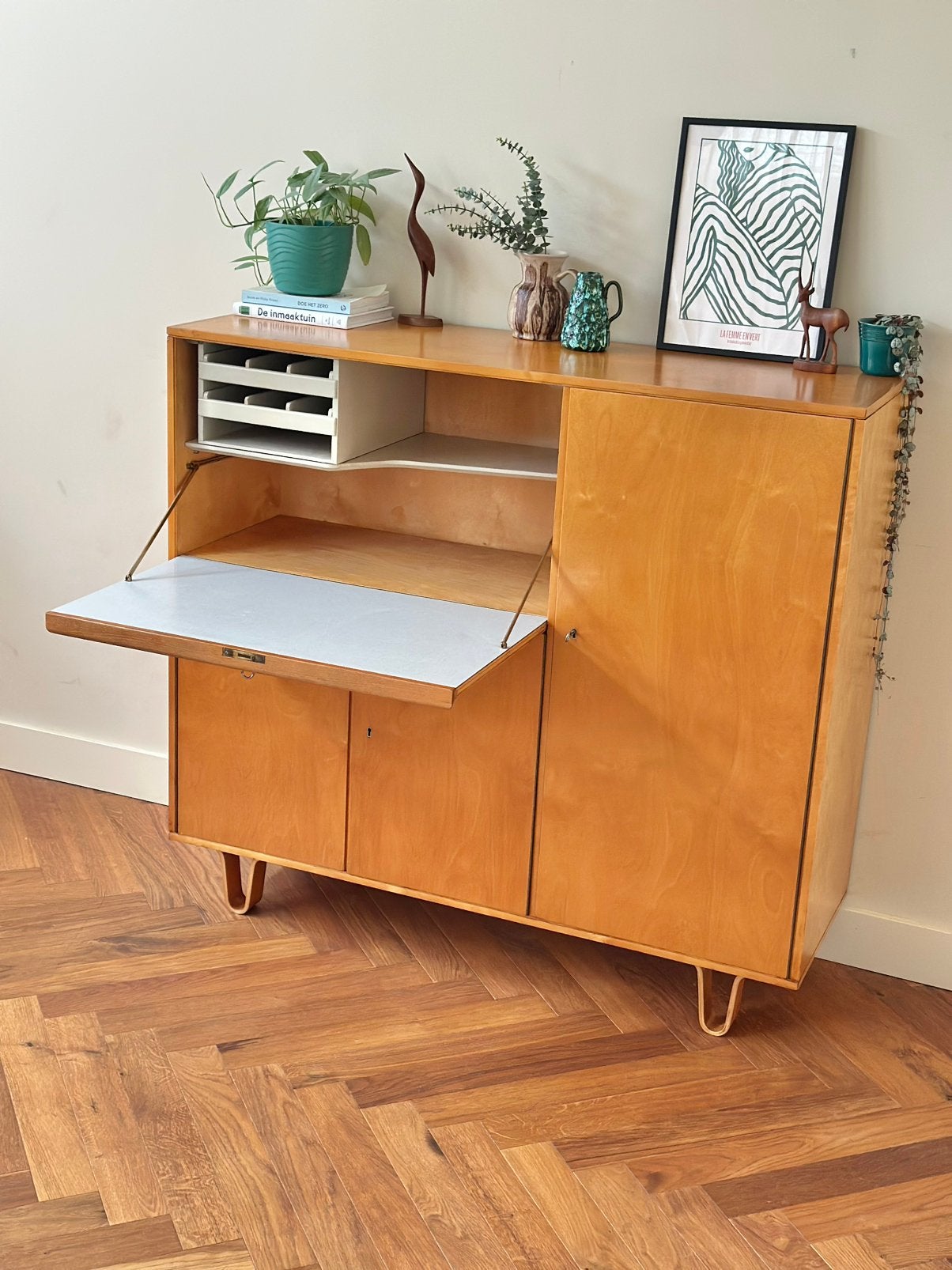 Vintage Pastoe CB01 kast Cees Braakman Berken jaren 50/60/70, Ophalen, Gebruikt, 100 tot 150 cm, Minder dan 150 cm