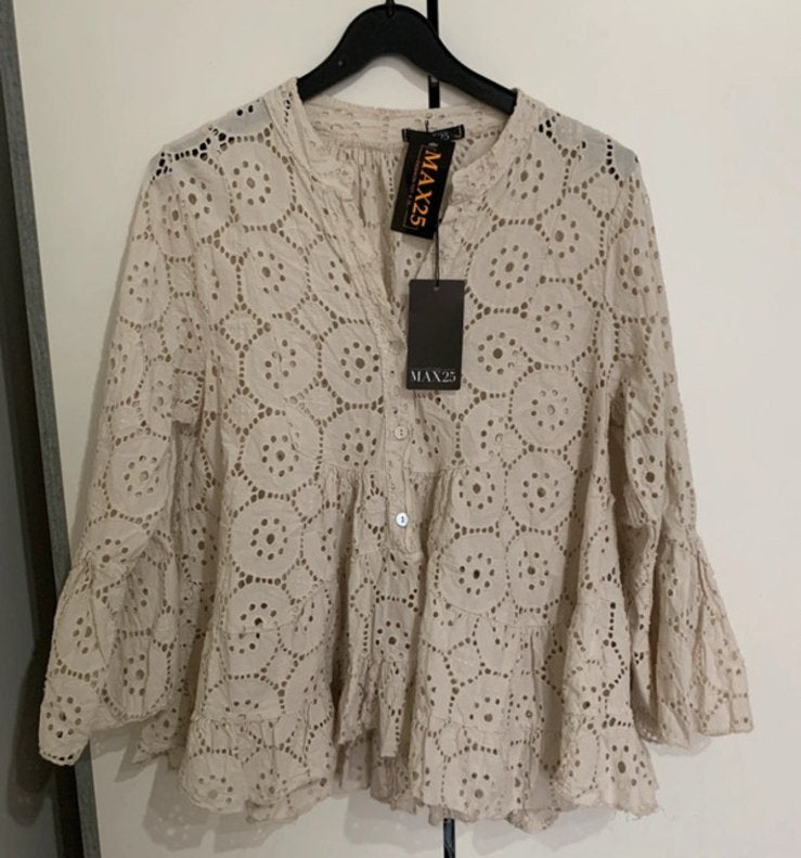 Tuniek - één maat (nieuw met prijskaartje), Kleding | Dames, Blouses en Tunieken, Ophalen of Verzenden, Nieuw, Beige