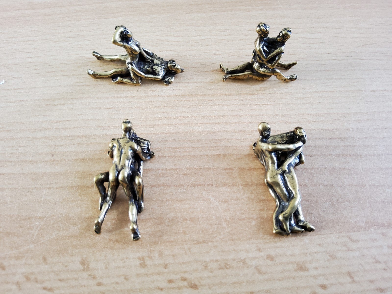 Set van 4 bronzen erotische beeldjes, Minder dan 20 cm, Ophalen of Verzenden, Brons, Beeld