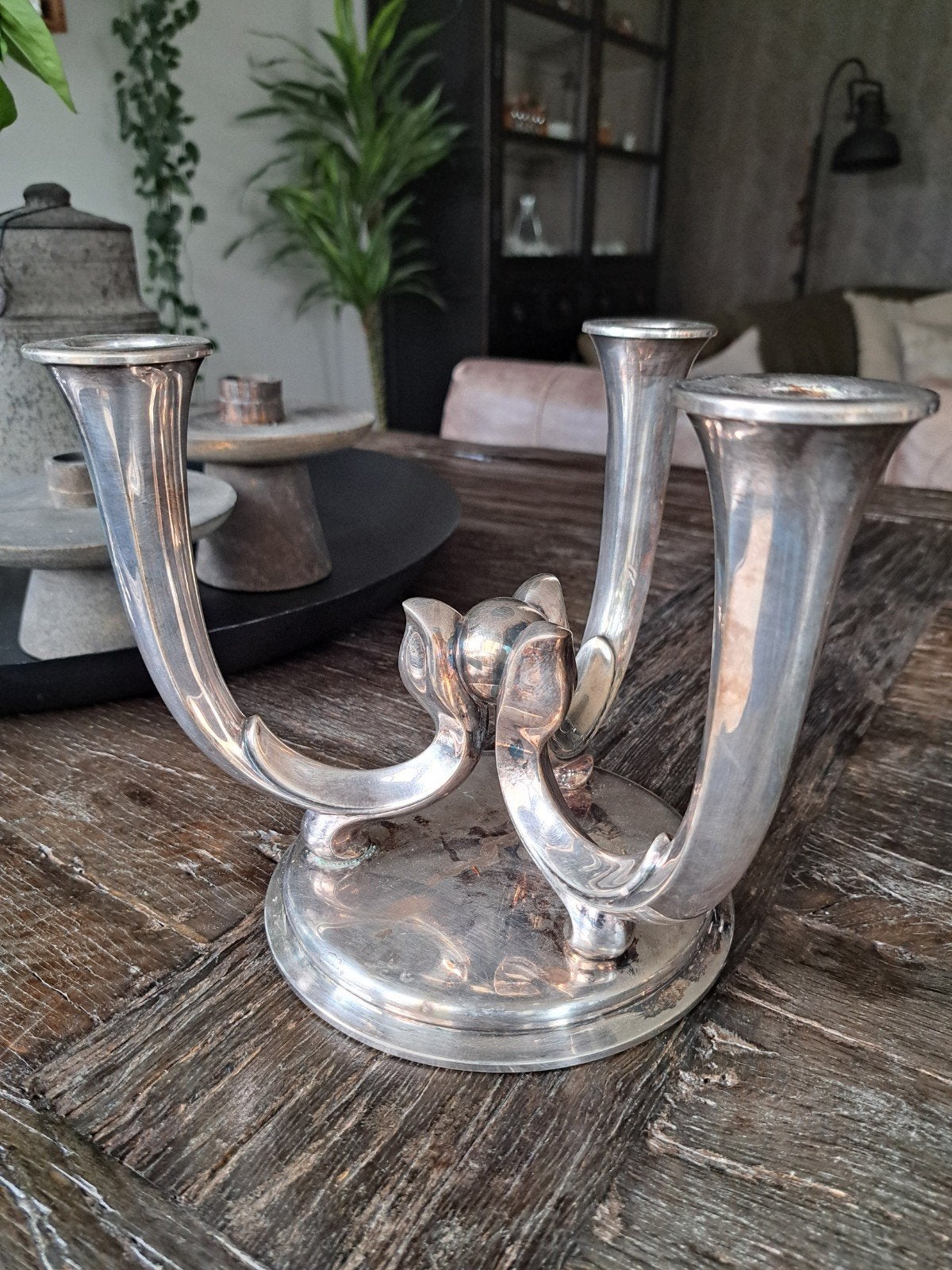 WMF Art Deco Kandelaar - Verzilverd, Drie-armig, Antiek en Kunst, Ophalen of Verzenden