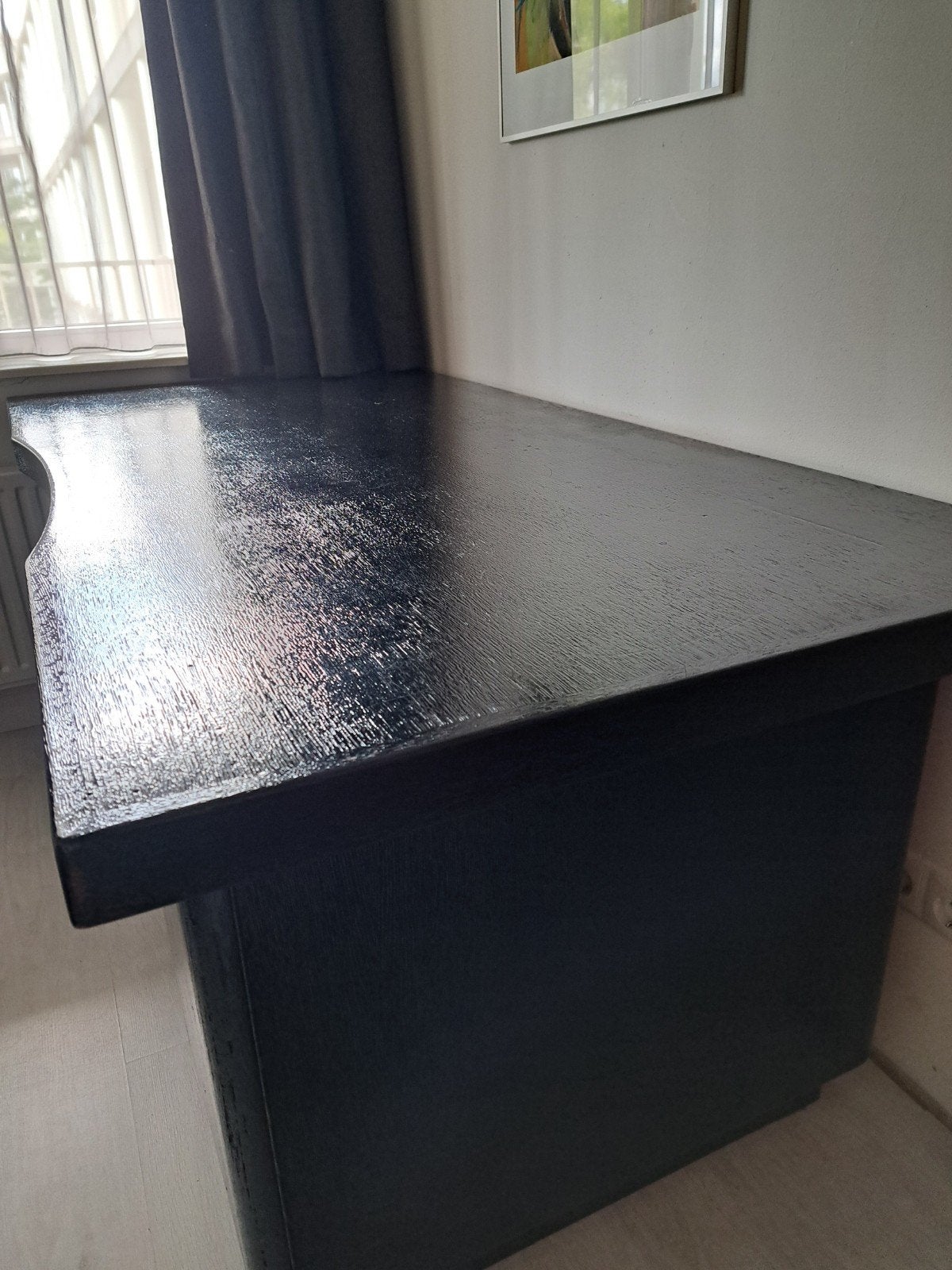 Vintage Eiken Bureau, Ophalen, Zwart, Gebruikt, Hout