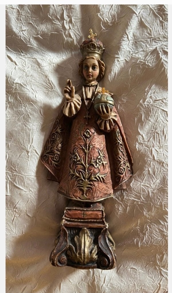 Mooi antiek beeldje Kindje Jezus van Praag. 22 cm, Antiek en Kunst, Ophalen of Verzenden