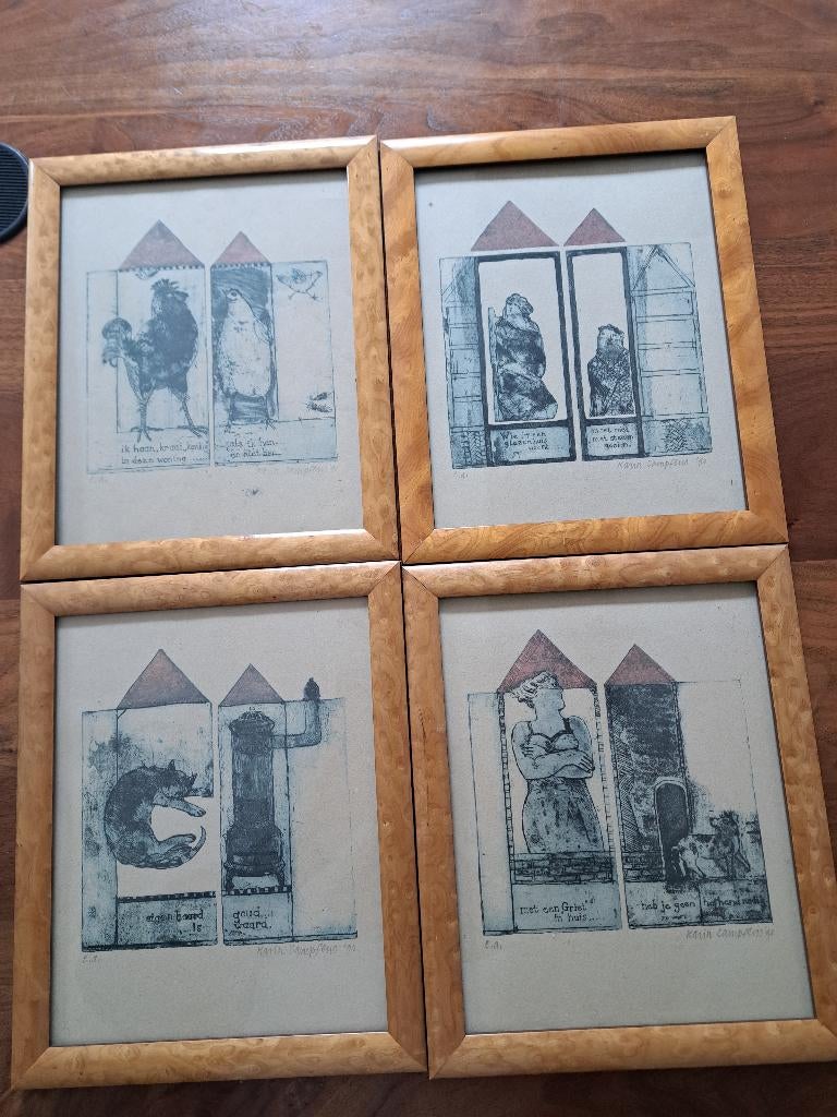 etsen, Antiek en Kunst, Kunst | Etsen en Gravures, Ophalen, 28 cm, Dagelijks leven, 23 cm