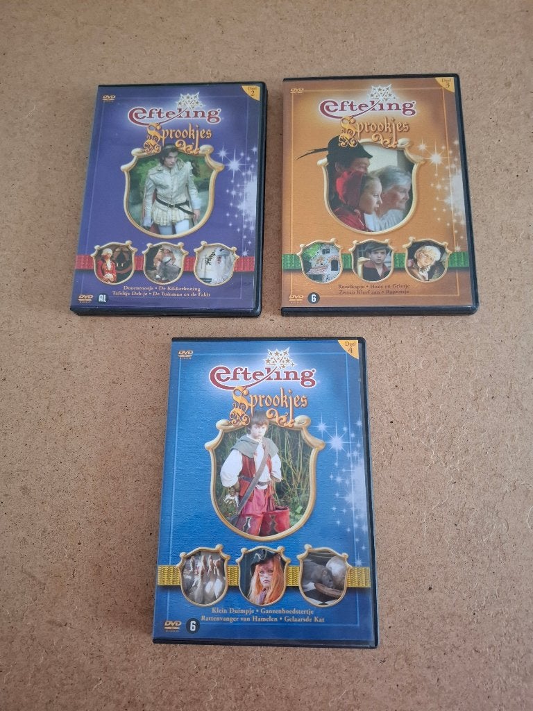 3 Efteling Dvd's, Ophalen of Verzenden, Zo goed als nieuw, Overige typen