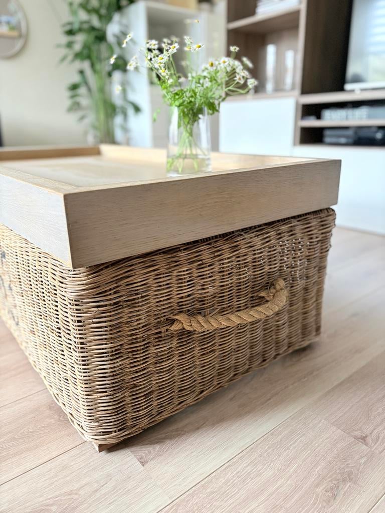 Rivièra Maison rattan salontafel, Ophalen, Gebruikt, 100 tot 150 cm, 50 tot 100 cm