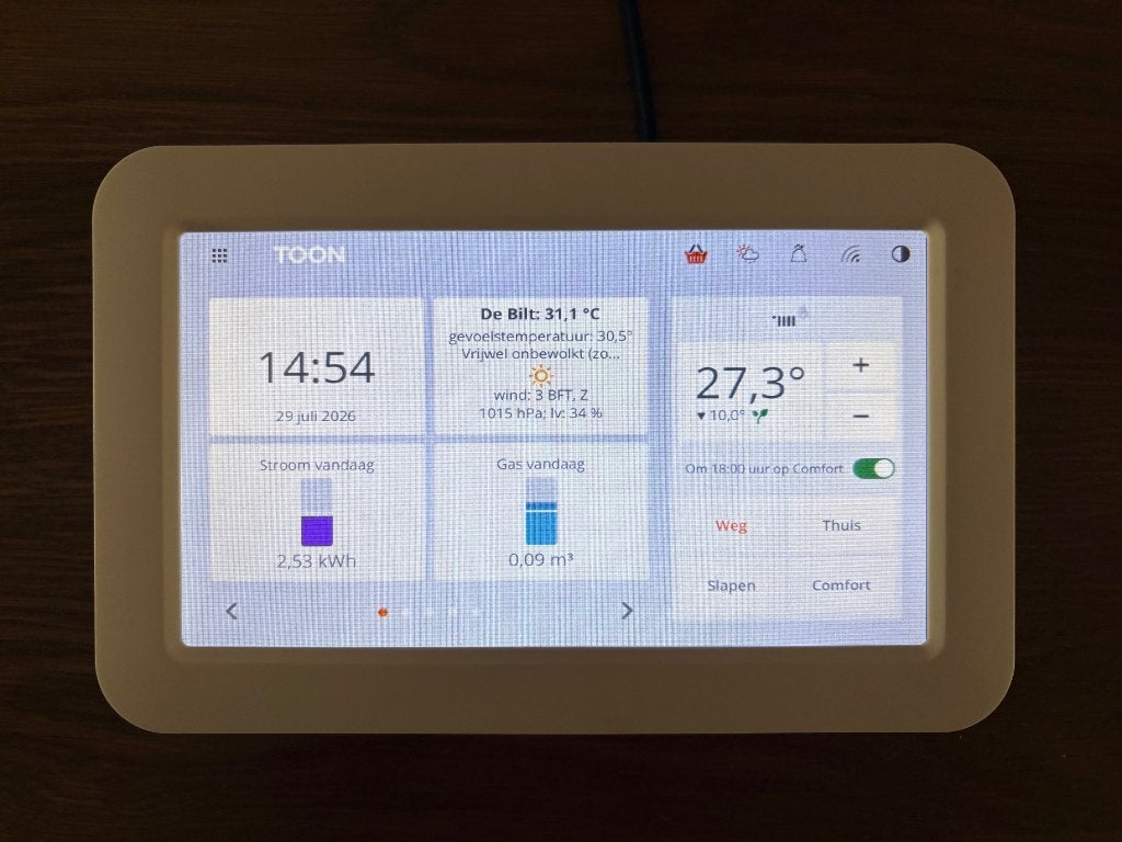 Toon 1 (Eneco) — Geroot, laatste firmware, Ophalen of Verzenden, Slimme thermostaat, Gebruikt
