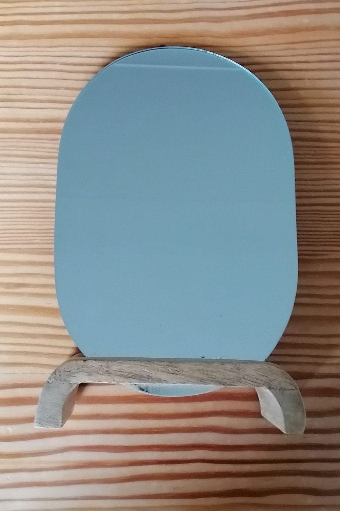 Decoratieve spiegel op mangohouten standaard, Minder dan 50 cm, Nieuw, Ophalen of Verzenden, Minder dan 100 cm