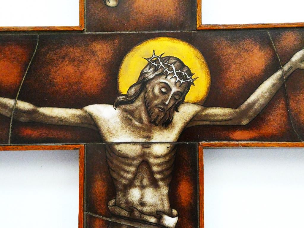 Opaline kruisbeeld kruis Gebr. van Paridon uit Amsterdam, Antiek en Kunst, Antiek | Religie, Ophalen of Verzenden