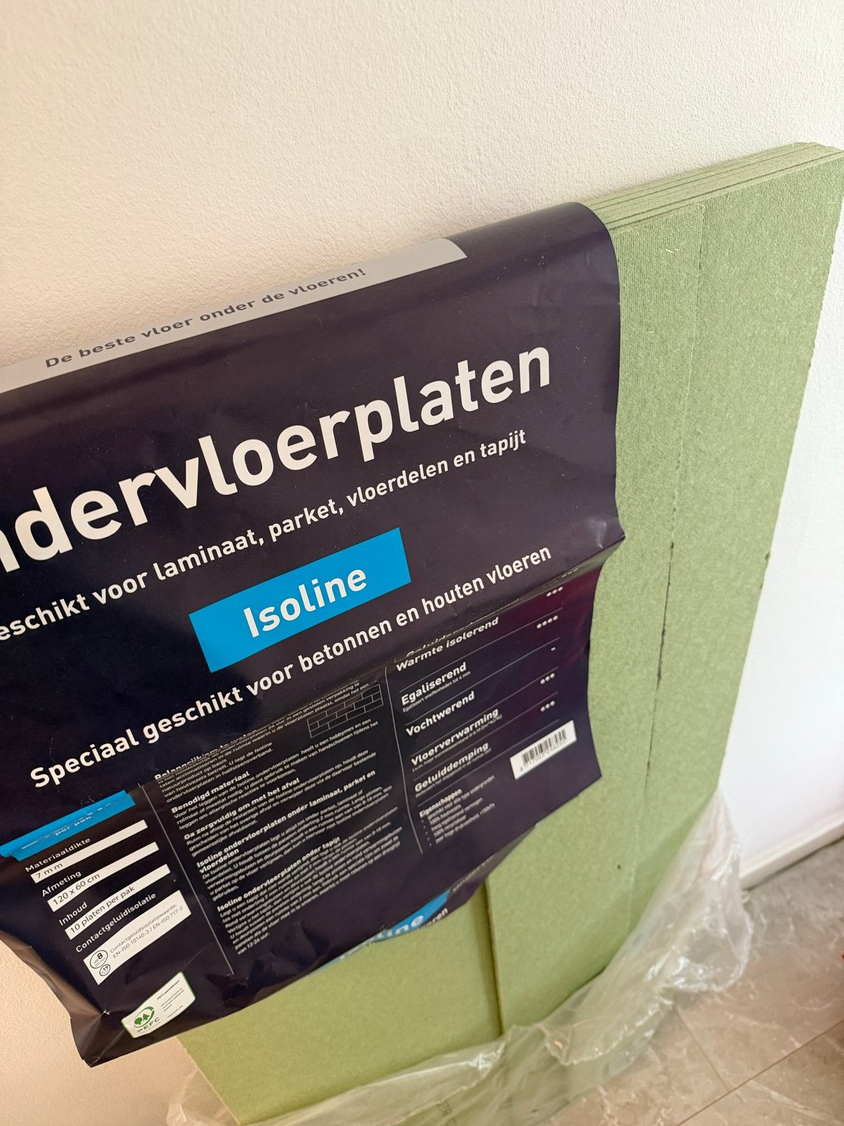Isoline ondervloerplaten - 7.2 m² per pak, Ophalen, Overige materialen, 30 cm of meer, 50 tot 150 cm