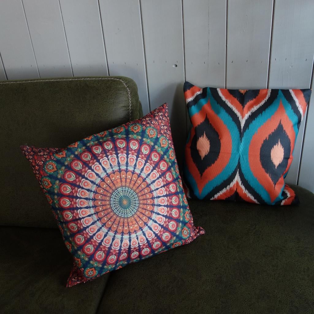 Ibiza Ikat Mandala  kussenhoezen - 45 x 45 cm, Huis en Inrichting, Woonaccessoires | Kussens, Dekussenkraam@gmail.com, Overige kleuren