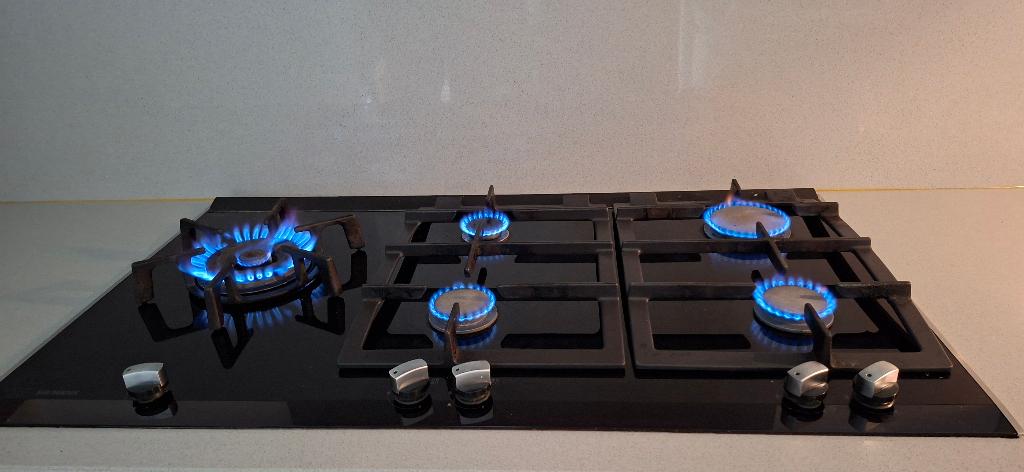 Inbouw glazen gaskookplaat, Witgoed en Apparatuur, Kookplaten, Ophalen, Gebruikt, Inbouw, Gas