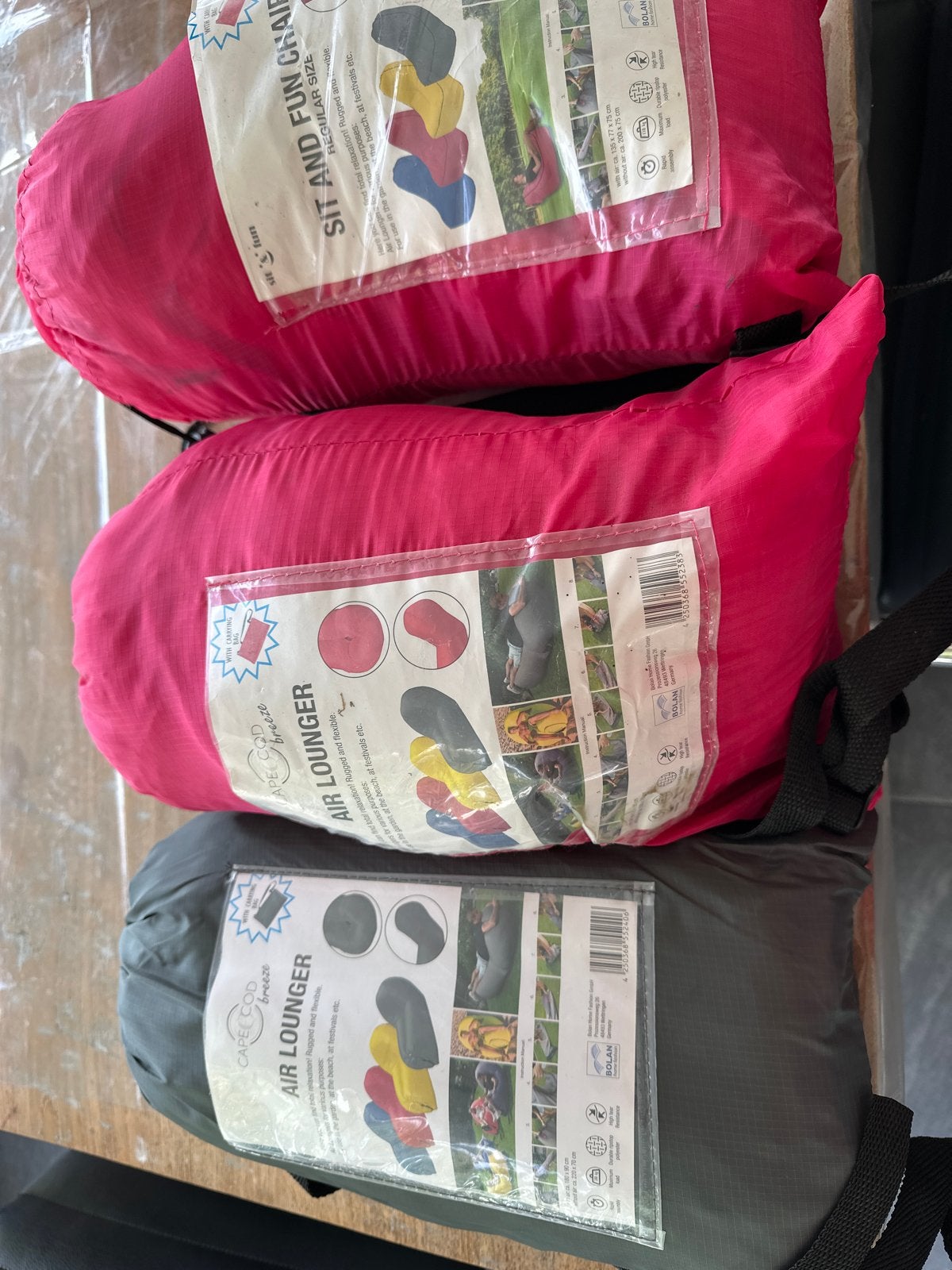 3 Air Loungers: 1 grijs, 2 roze - Ideaal voor ontspanning, Ophalen of Verzenden, Nieuw, Meerkleurig, Zitzak