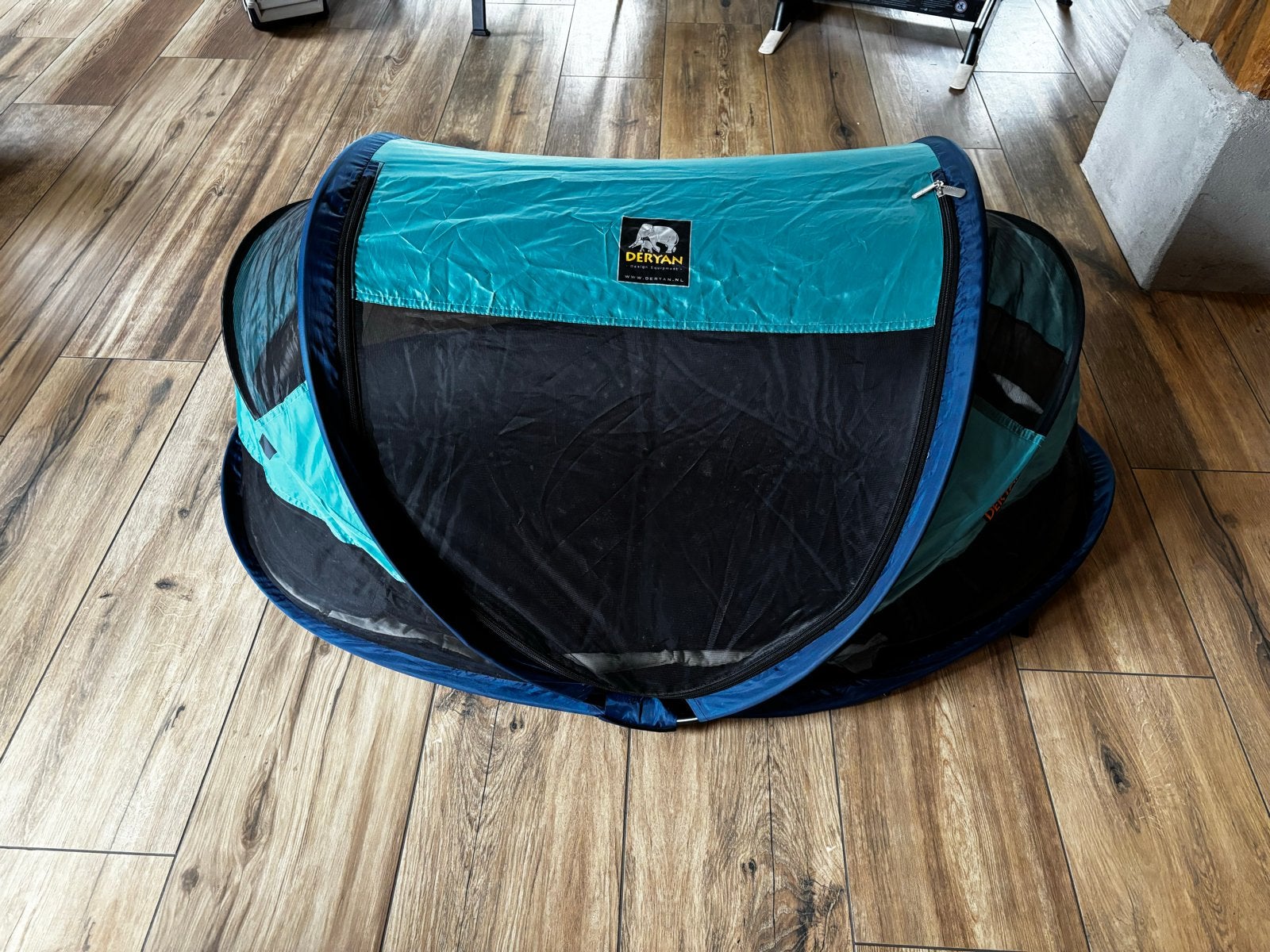 Deryan Baby Luxe Peuter Reisbedje - Turquoise/Zwart, Ophalen, Gebruikt, Overige vormen