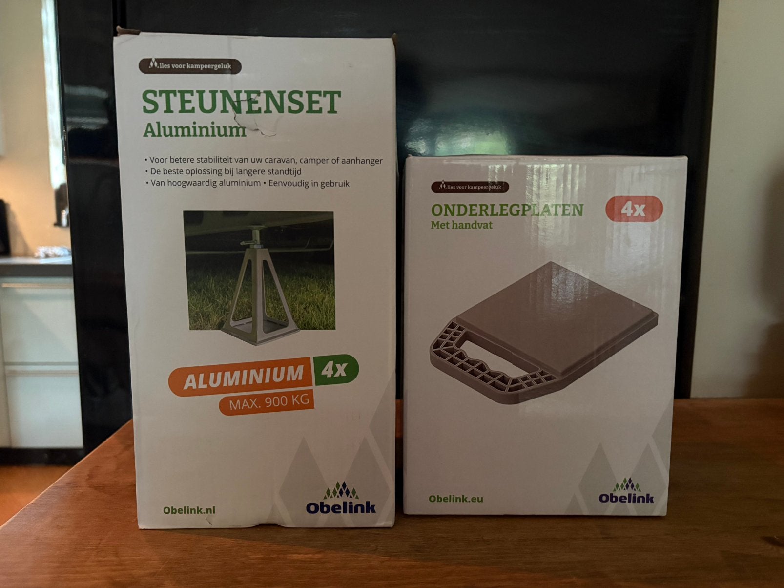 NIEUW steunenset en onderlegplaten, Caravans en Kamperen, Ophalen of Verzenden, Zo goed als nieuw