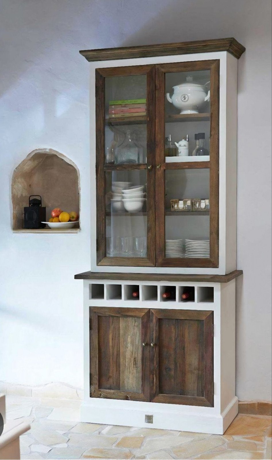Riviera Maison buffetkast met wijnrek., Ophalen, 200 cm of meer, 50 tot 100 cm, Zo goed als nieuw