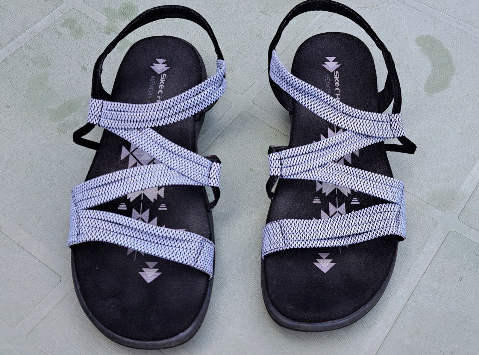 Skechers dames Memory Foam Sandalen Maat 9, Sketchers, Grijs, Gedragen, Sandalen of Muiltjes