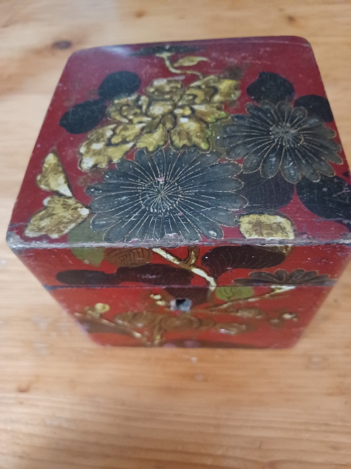 Antieke Chinese Lakdoos theedoos theebus, Ophalen of Verzenden