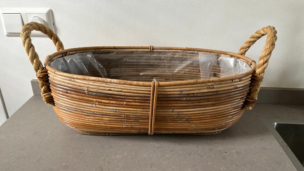 Mooie bamboe rieten ovale mand, Ophalen, Overige materialen, Minder dan 30 cm, Minder dan 60 cm