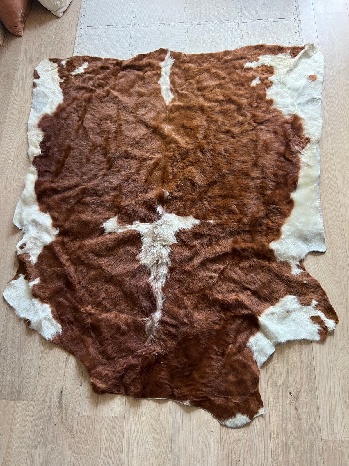 Prachtige koeienhuid - 180x150 cm - Zeer goede staat, Huis en Inrichting, Bruin, 150 tot 200 cm, Ophalen of Verzenden, Zo goed als nieuw