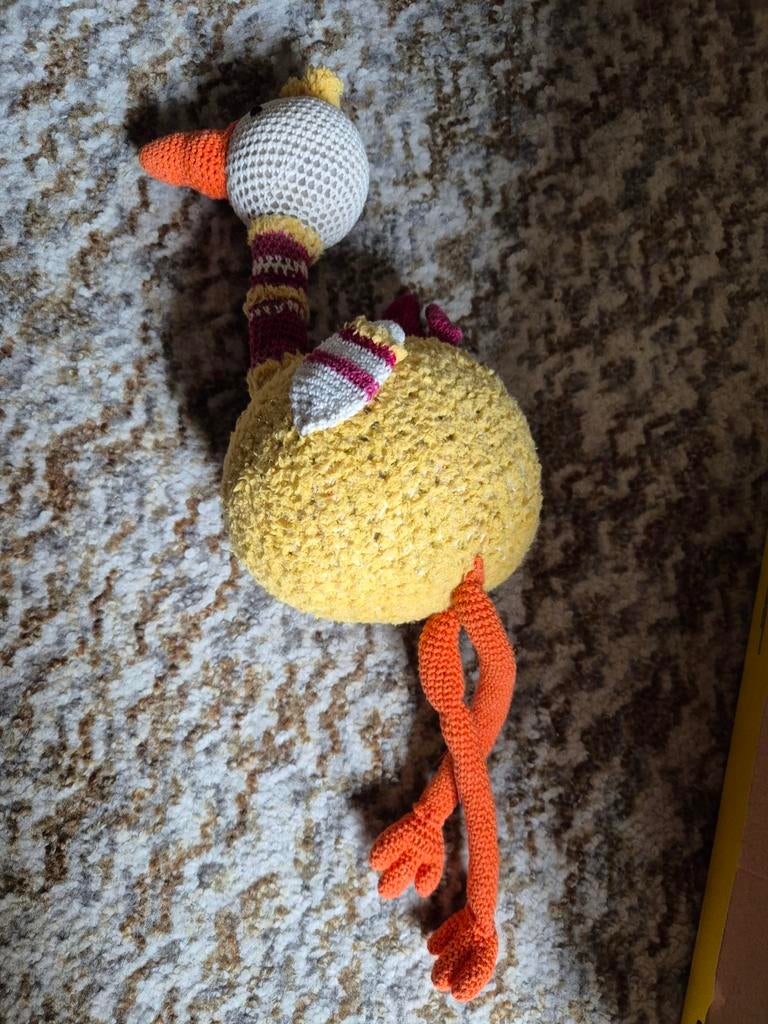 Gehaakte knuffel struisvogel/eend - Handgemaakt, Ophalen of Verzenden, Zo goed als nieuw, Middelgroot (20 tot 80 cm), Eend