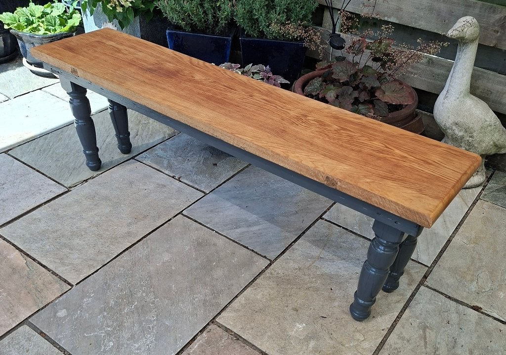 Tuin Bijzet Zit Bankje/Tafeltje 140x31  47Ho kan ook binnen, Ophalen, Gebruikt, Hout