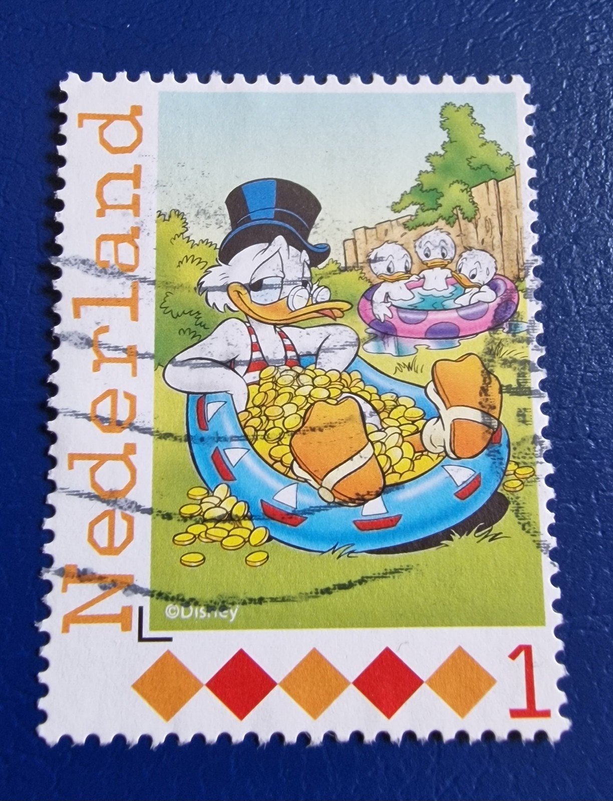 kv386 persoonlijke  postzegel Dagobert Duck en neefjes, Ophalen of Verzenden, Na 1940, Gestempeld