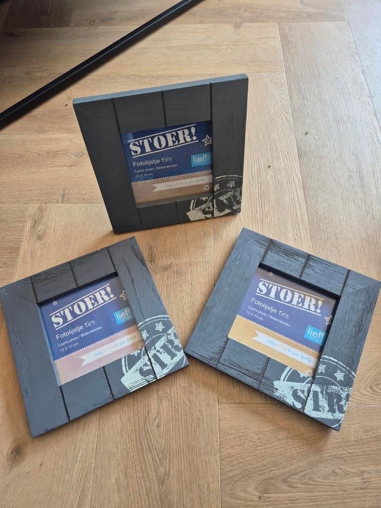 3x fotolijstjes stoer!, Ophalen of Verzenden, Zo goed als nieuw