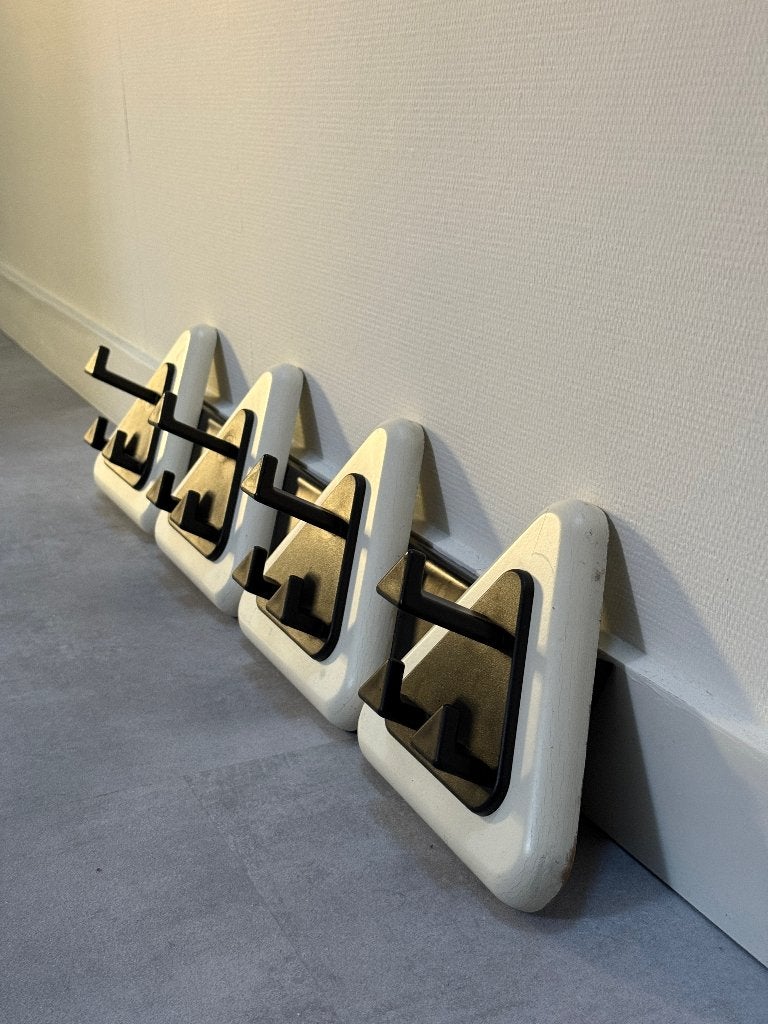 Vintage houten wandkapstok geometrisch Space Age Jaren 70, Gebruikt, Minder dan 100 cm, Hout, Ophalen