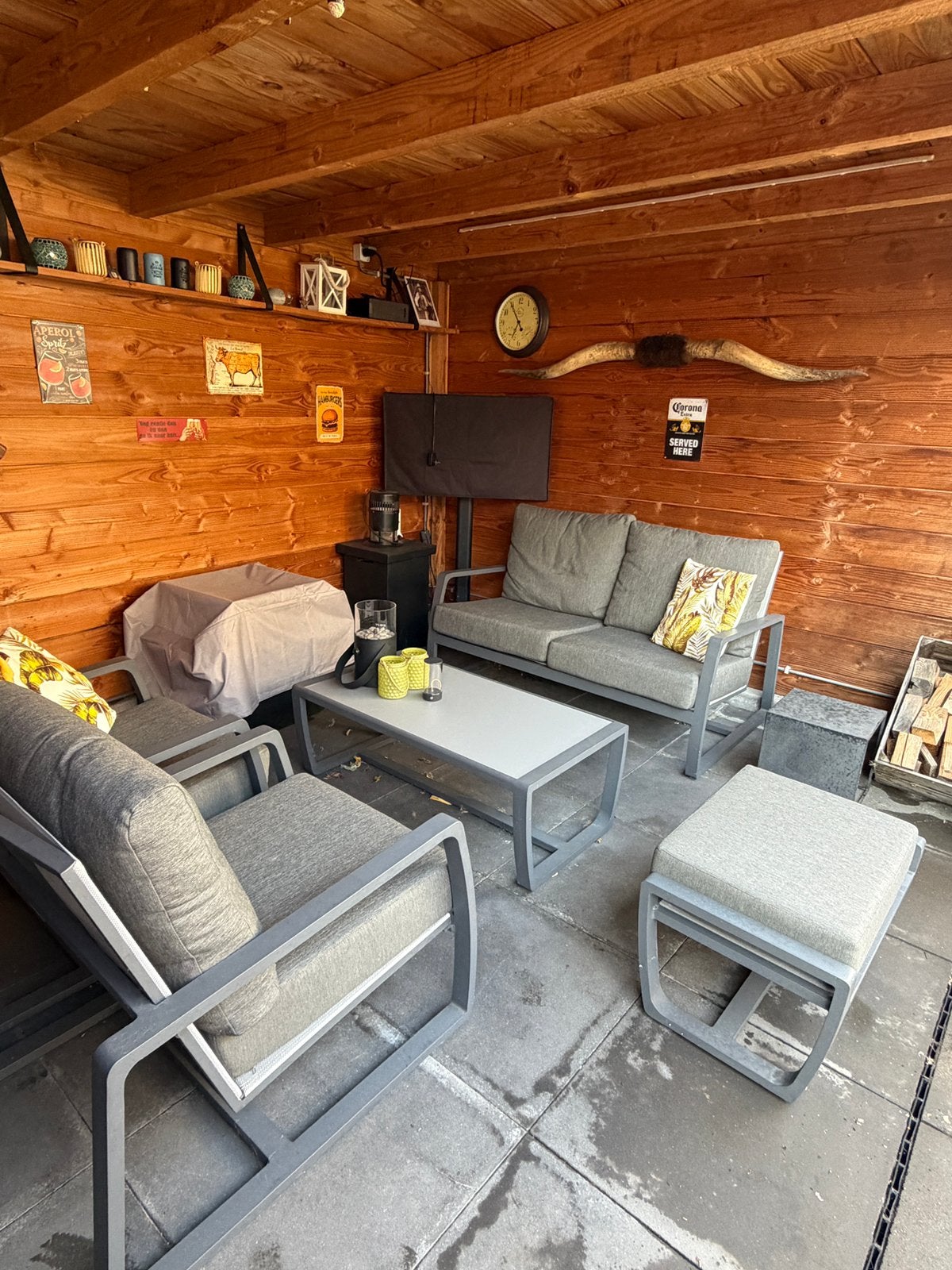 Loungeset, Ophalen, 5 zitplaatsen, Gebruikt, Aluminium