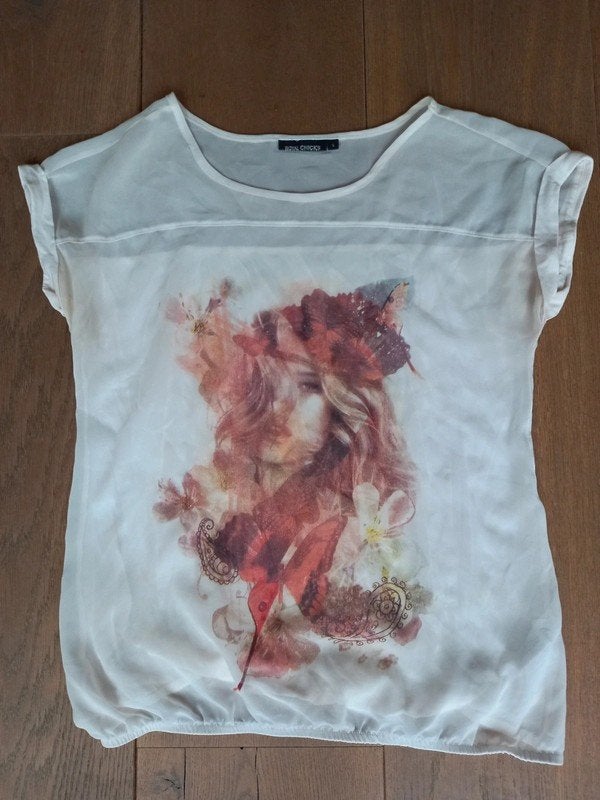 Royal Chicks Top met Korte Mouwen en Print - Maat S, Wit, Ophalen of Verzenden, Zo goed als nieuw, Korte mouw