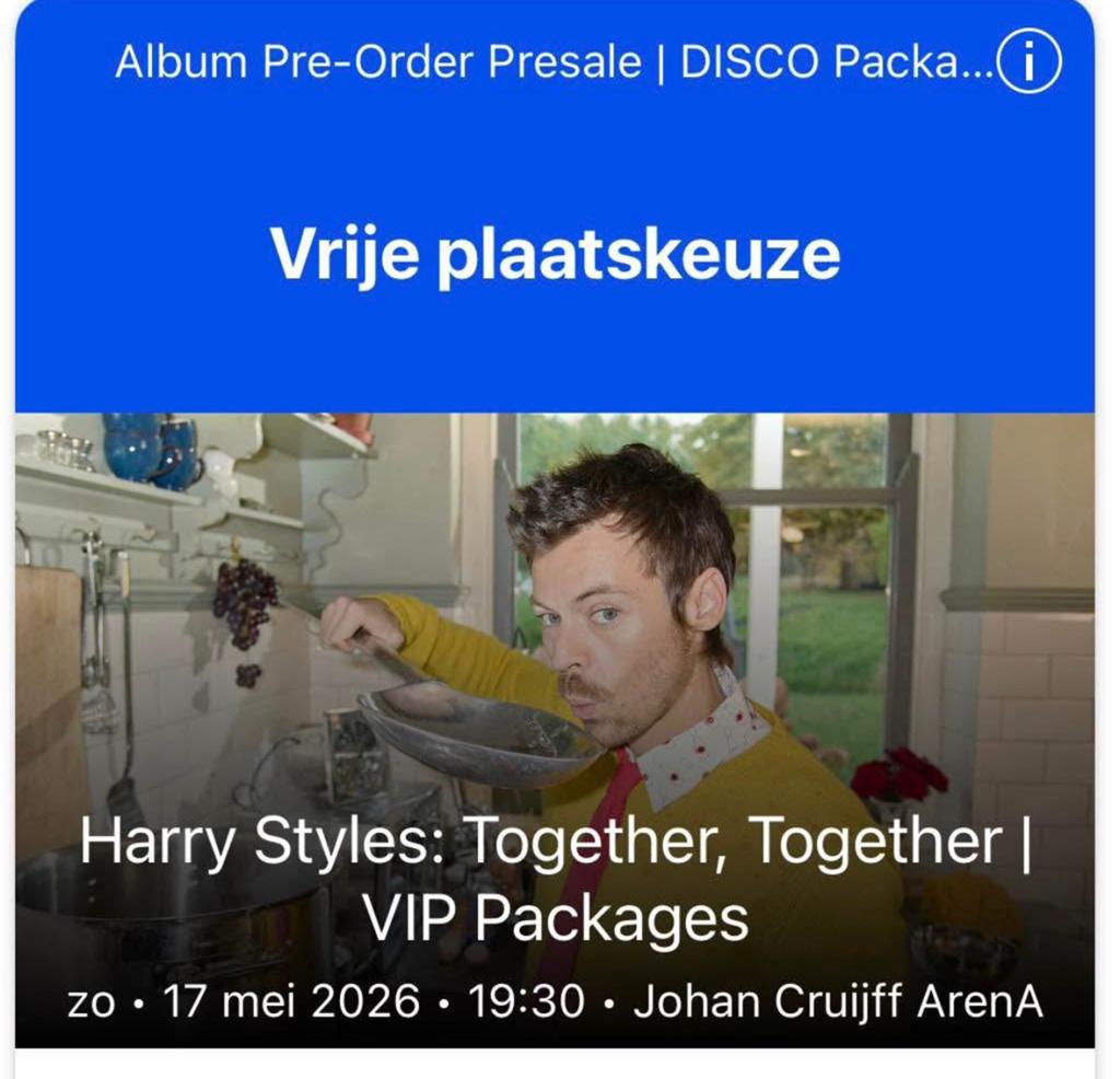 Harry Styles Vip kaartje Discopackage, Eén persoon, Mei
