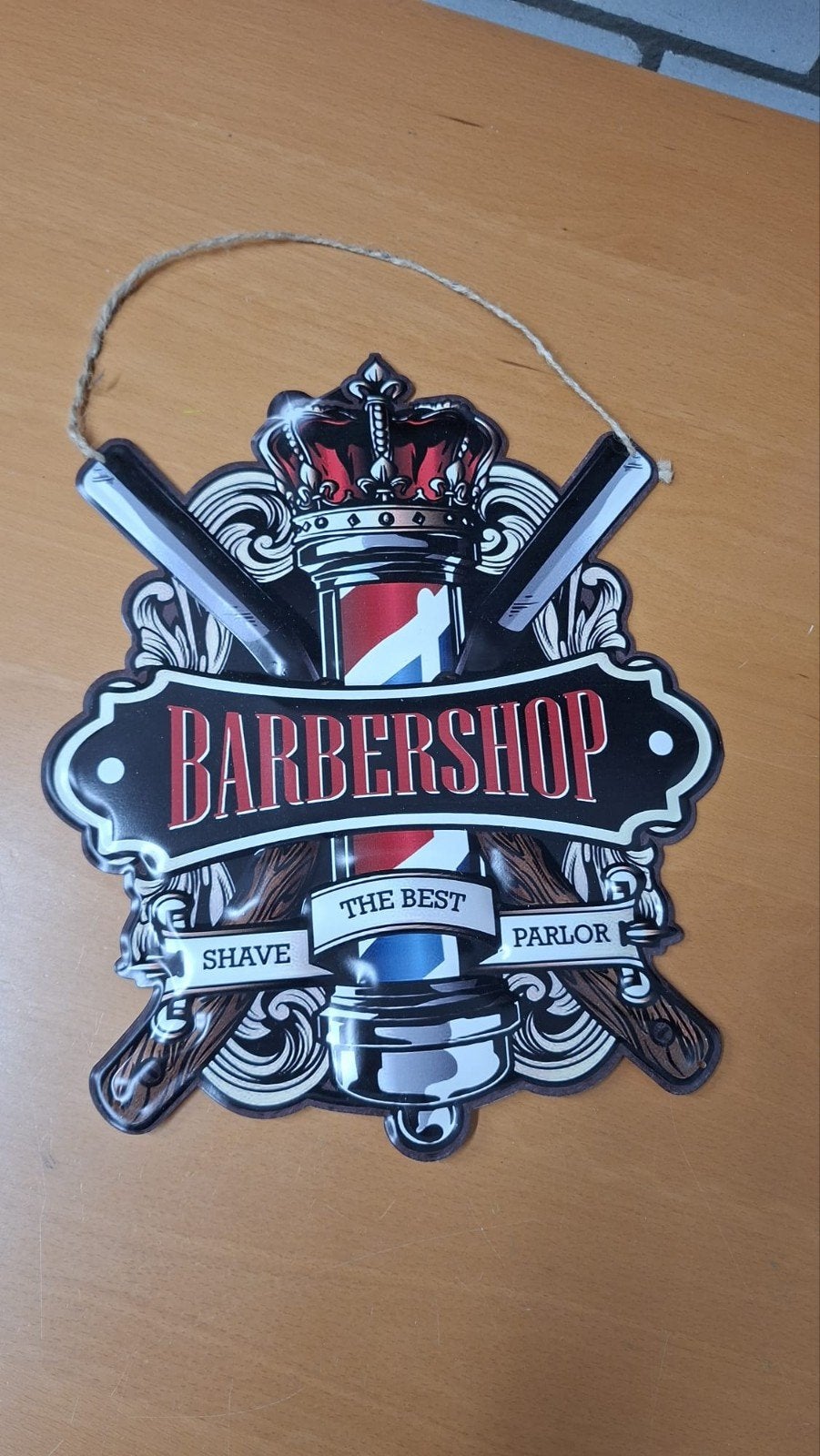 Barbershop decoratie bord - Vintage stijl, Huis en Inrichting, Woonaccessoires | Overige, Vintage, Meerkleurig, Ophalen of Verzenden