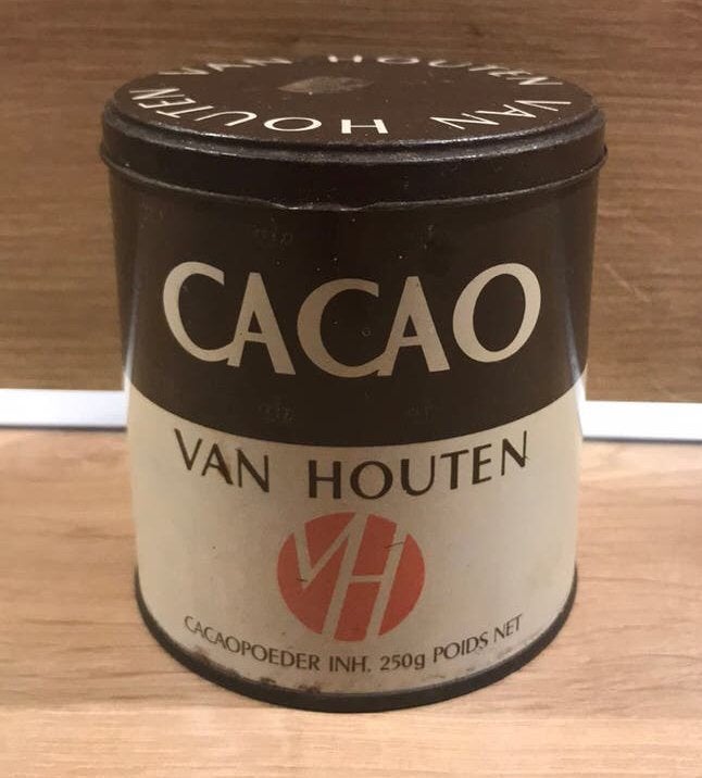 Vintage rond blik cacao van houten, Ophalen of Verzenden, Gebruikt, Overige