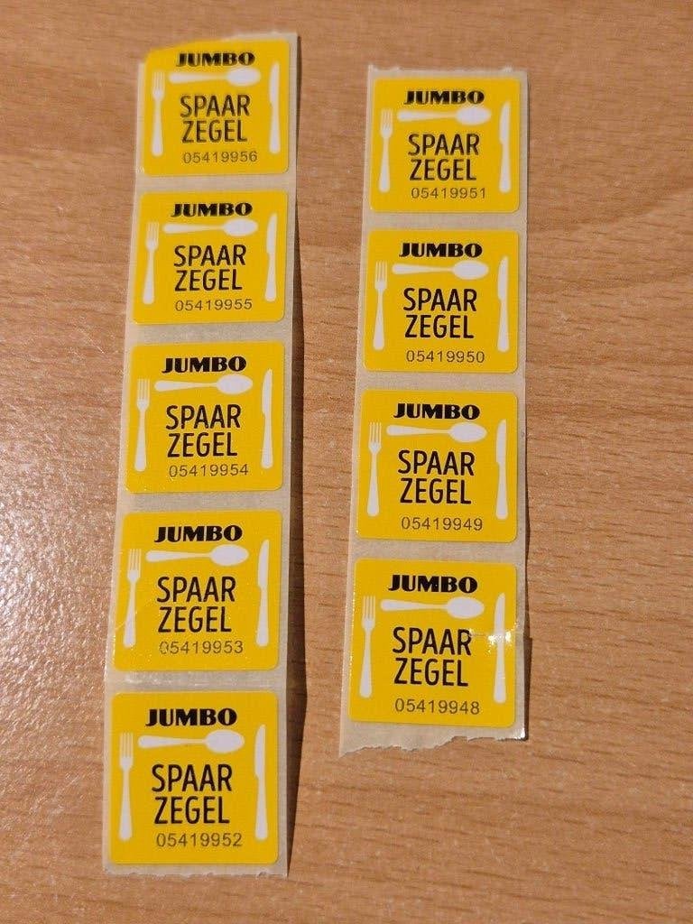 9 x Jumbo bestek zegel, Jumbo, Verzenden