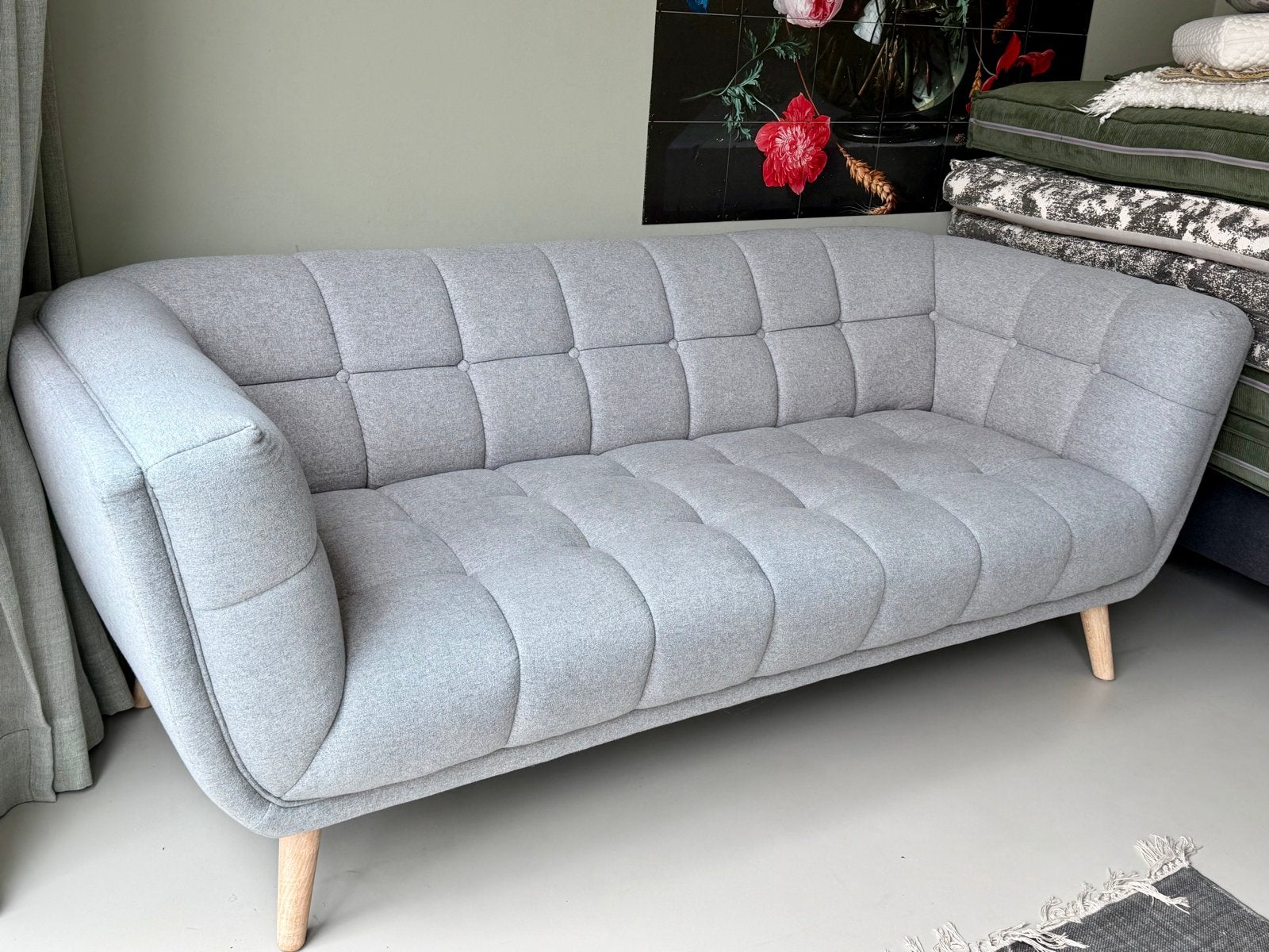Stijlvolle 3-zitsbank - Grijs - 200cm breed, Huis en Inrichting, Banken | Sofa's en Chaises Longues, Ophalen, Driepersoons, 75 tot 100 cm