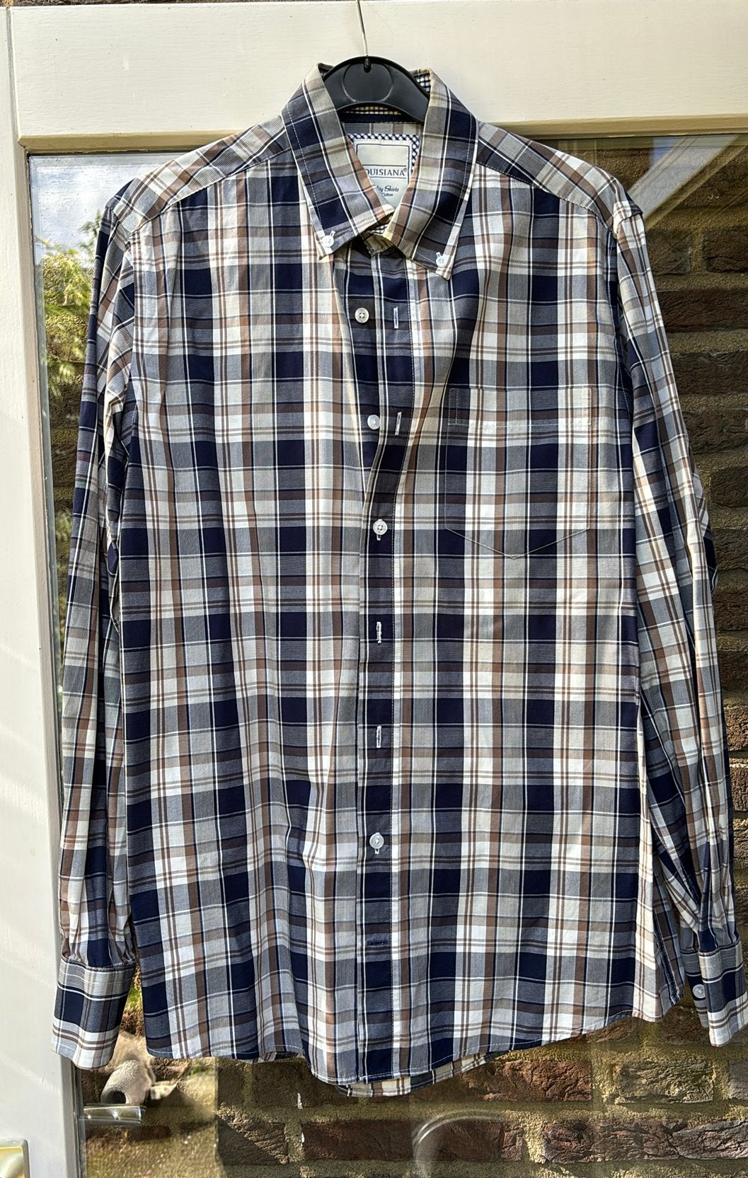 100% katoenen geruit shirt overhemd Louisiana maat M, Ophalen of Verzenden, Zo goed als nieuw, Meerkleurig, Halswijdte 39/40 (M)