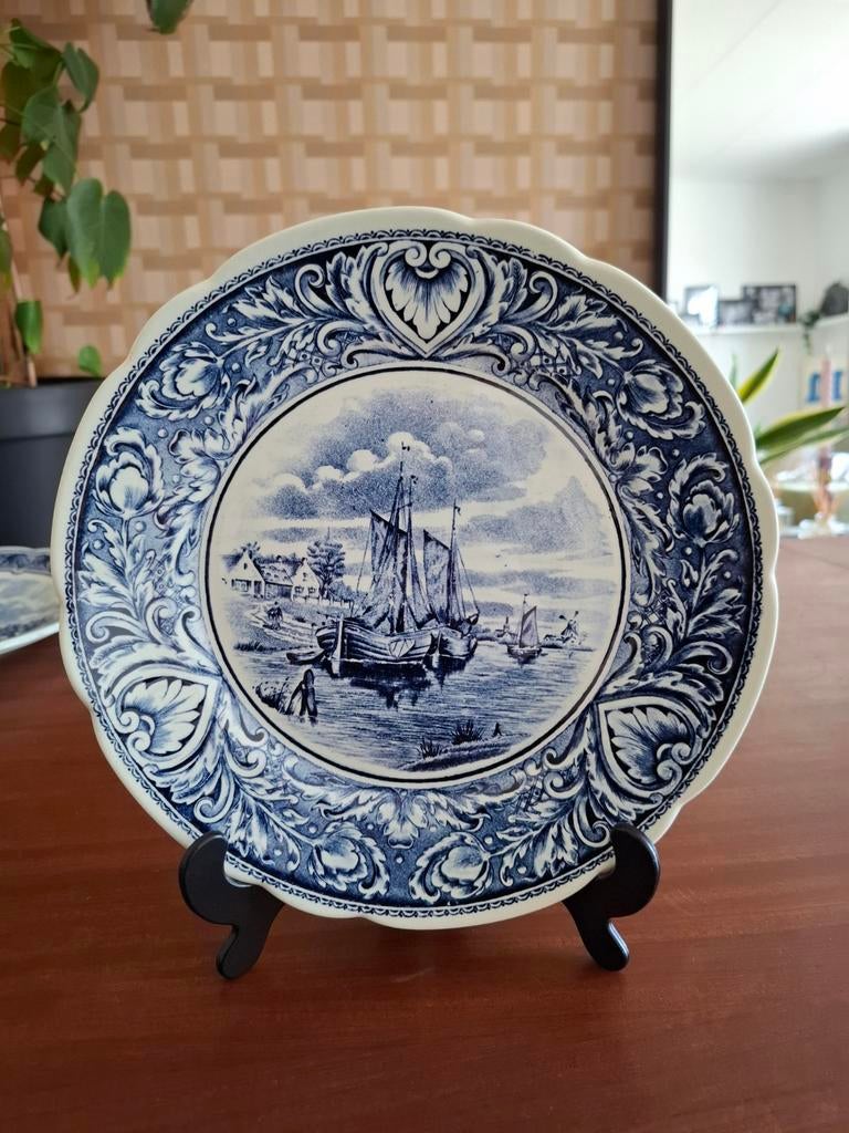 Set van 2 Delfts By Boch wandborden - Nautische scène, Antiek en Kunst, Antiek | Wandborden en Tegels, Ophalen of Verzenden