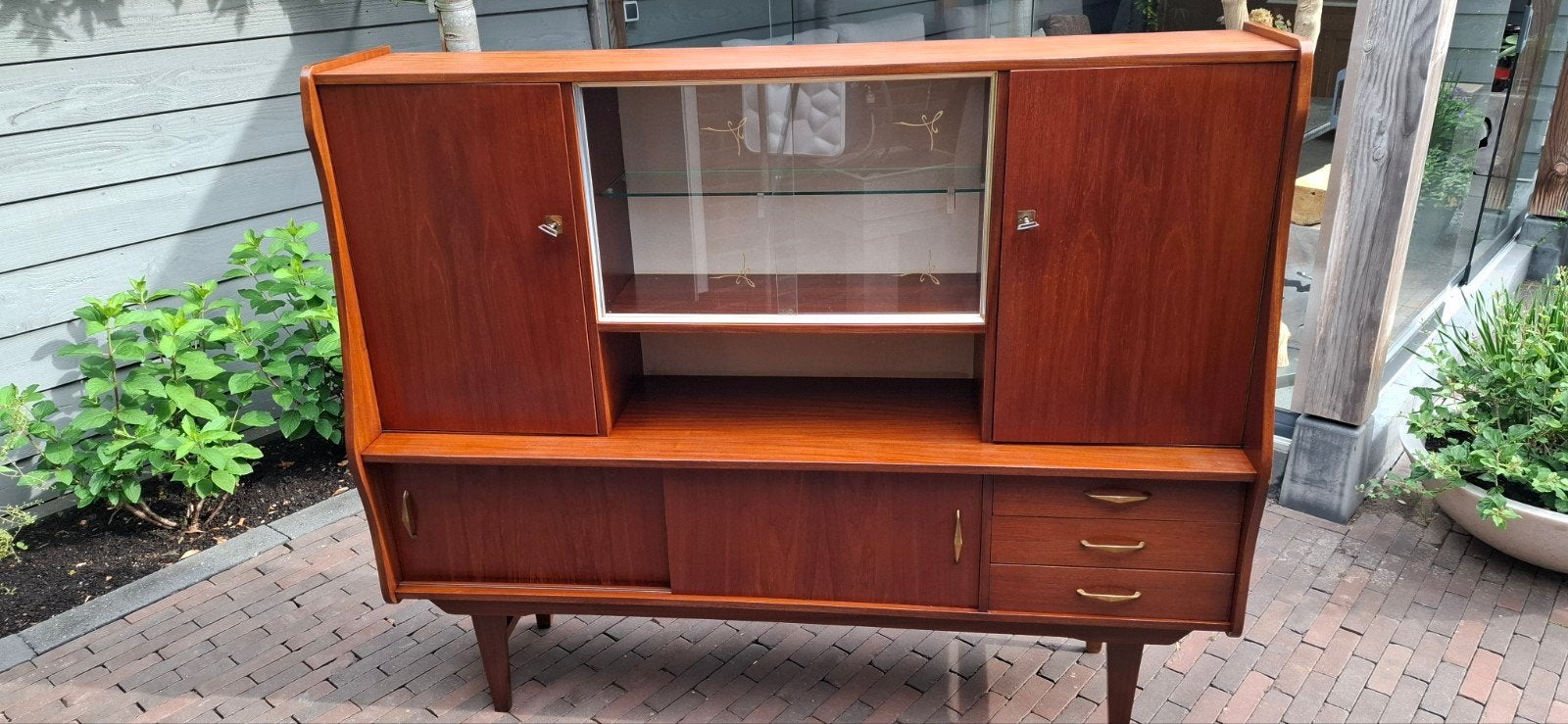 Vintage Teak Dressoir / Highboard Jaren '60, Antiek en Kunst, Antiek | Meubels | Kasten, Ophalen