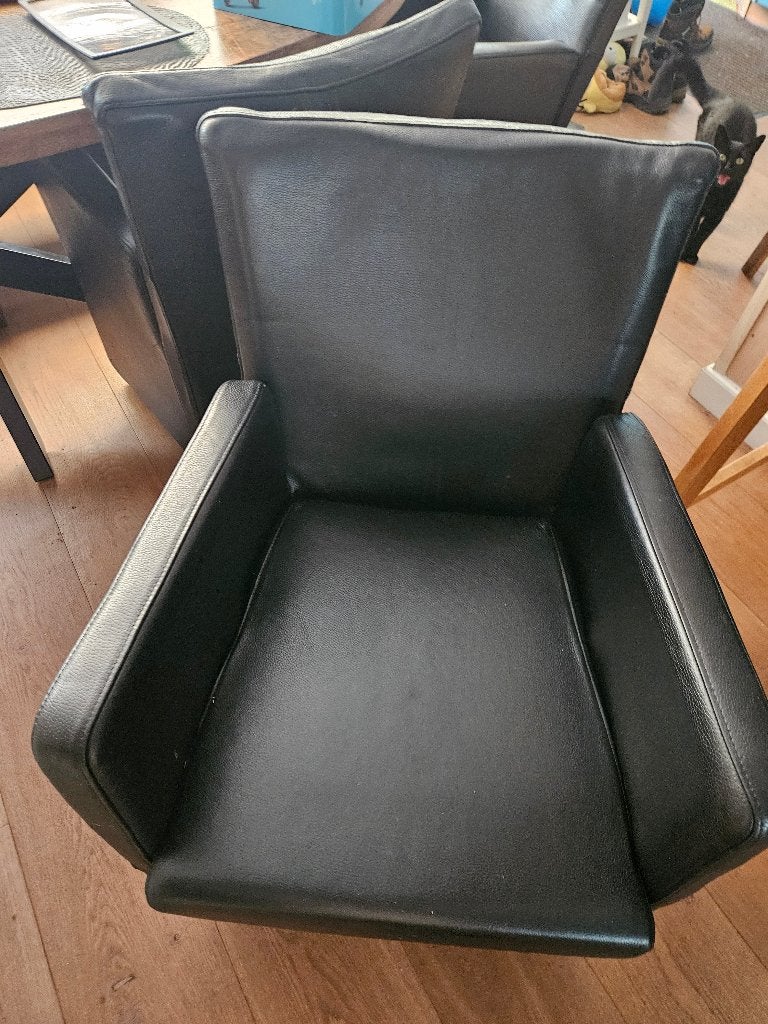 leren eetkamer stoelen, Ophalen, Drie, Zwart, Leer