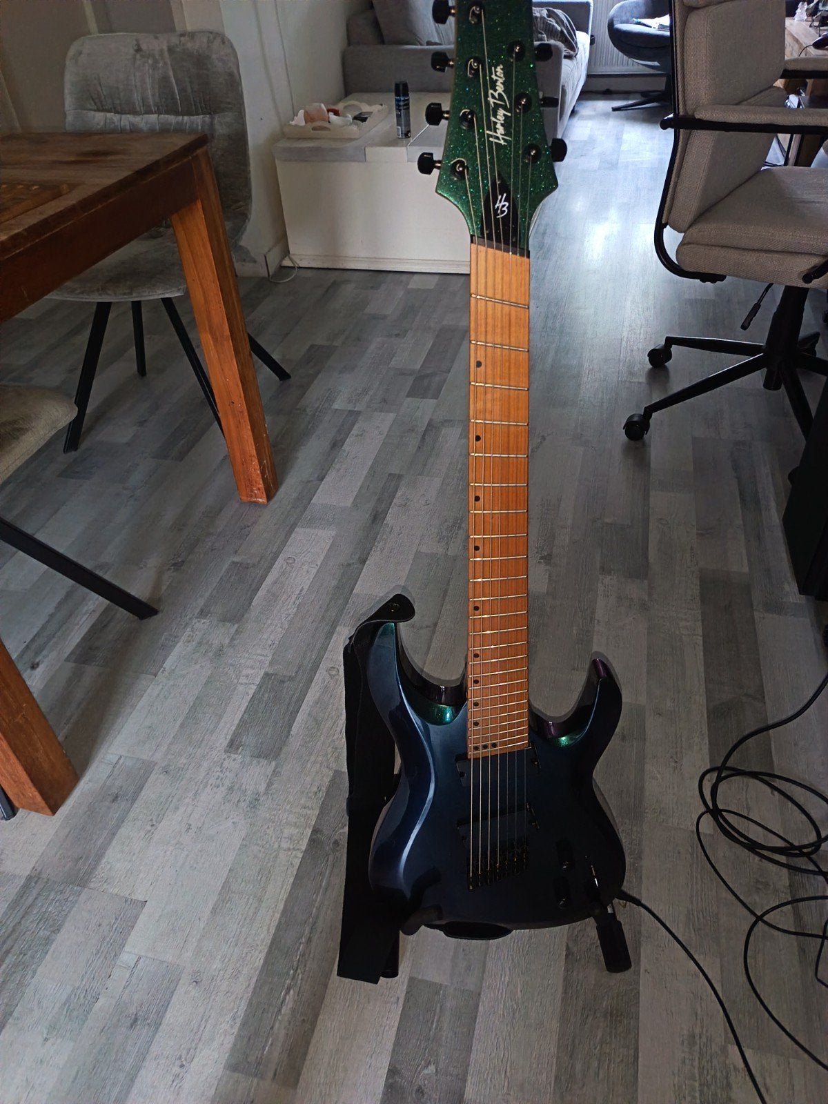 Harley Benton R-457FFB MultiScale Roasted Maple 7 string, Ophalen, Zo goed als nieuw, Solid body, Overige merken