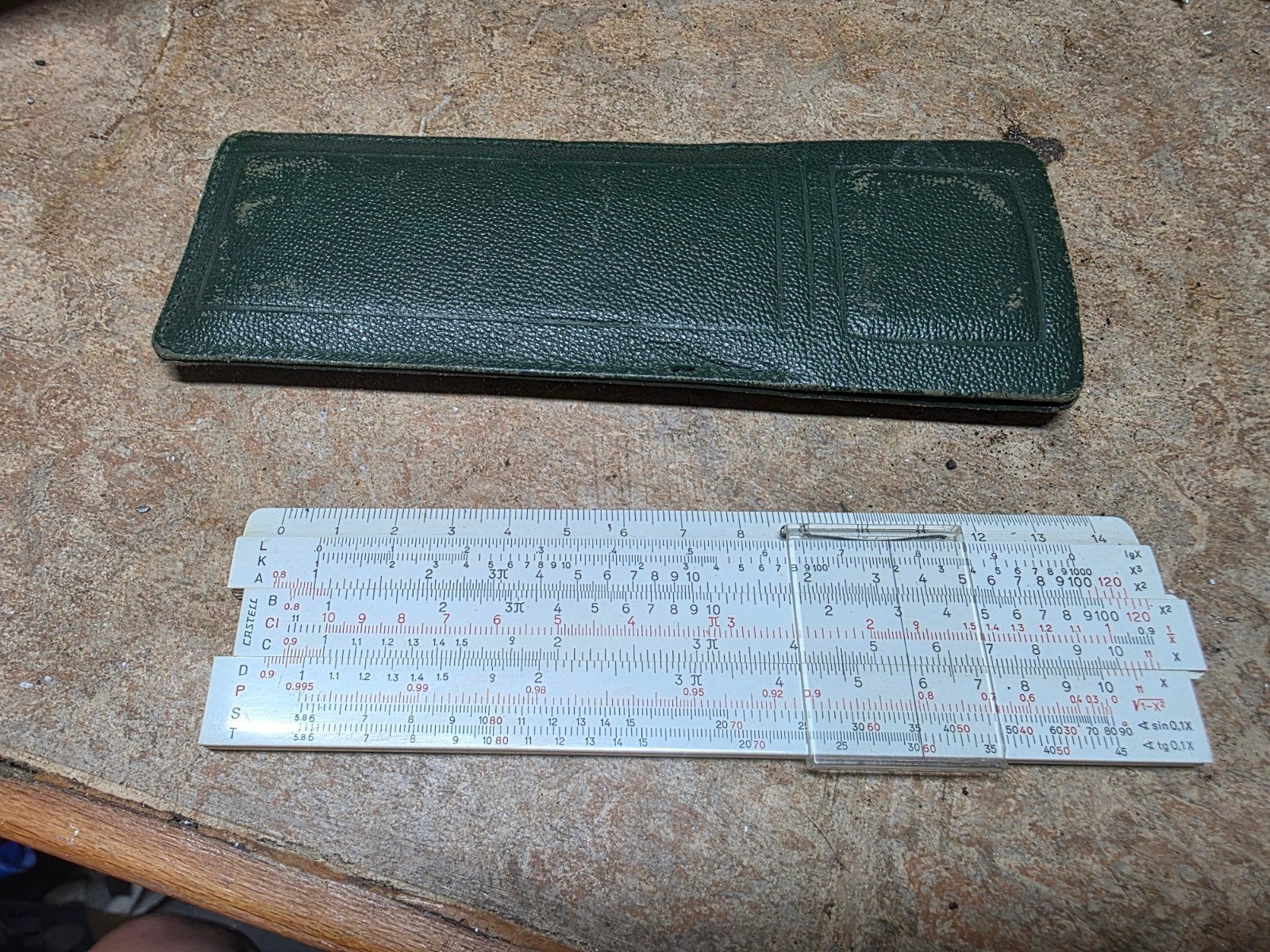Vintage Castell rekenliniaal met etui, Ophalen of Verzenden
