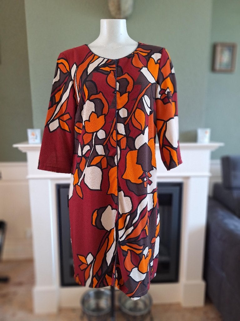 Melvin oranje bruine retro look jurk mt 40, Maat 38/40 (M), Verzenden, Melvin, Oranje