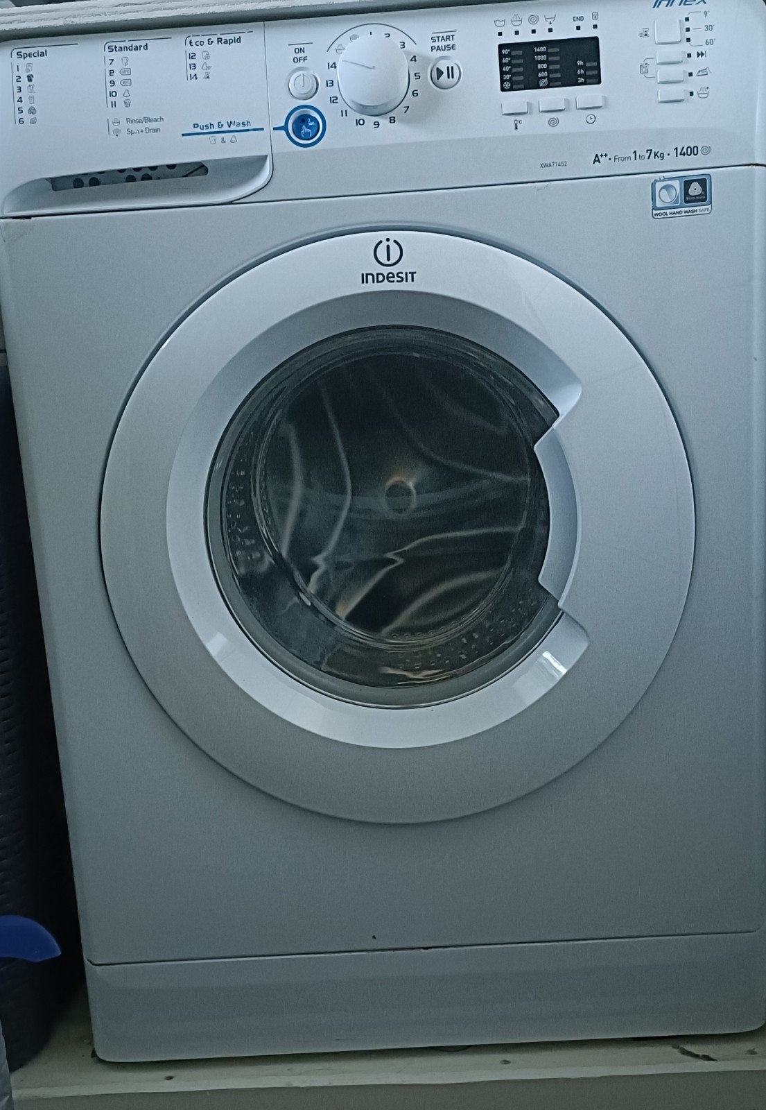 Indesit Wasmachine 7kg 1400 toeren A+++, Witgoed en Apparatuur, Ophalen, Gebruikt, Voorlader, Energieklasse A of zuiniger