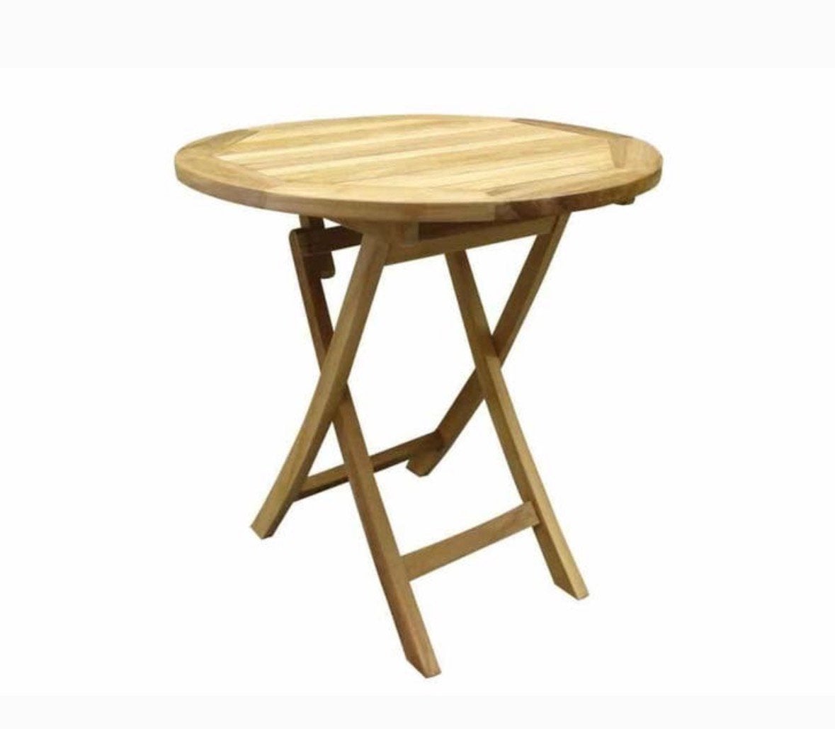 Gezocht rond of achtkantig teak houten tuintafeltje, Ophalen of Verzenden, Zo goed als nieuw, Rond, Teakhout