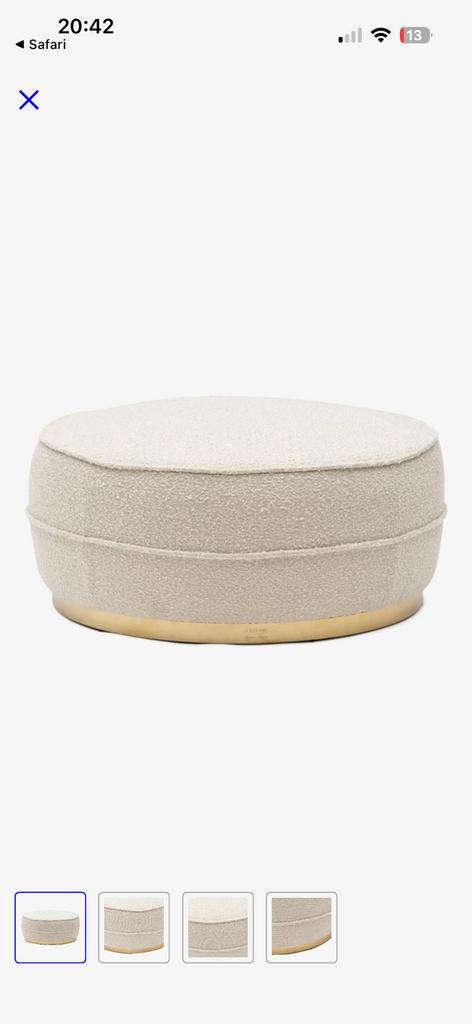 Riviera maison taylor ronde poef voetenbank boucle, Ophalen, Zo goed als nieuw, Rond