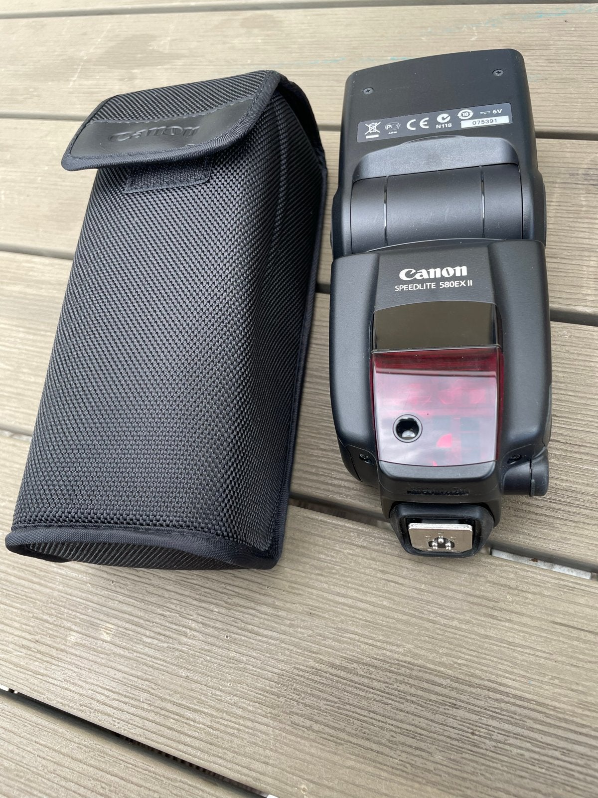 Canon Speedlite 580EX II flitser met hoesje, Draaibaar, Gebruikt, Canon, Externe flitser