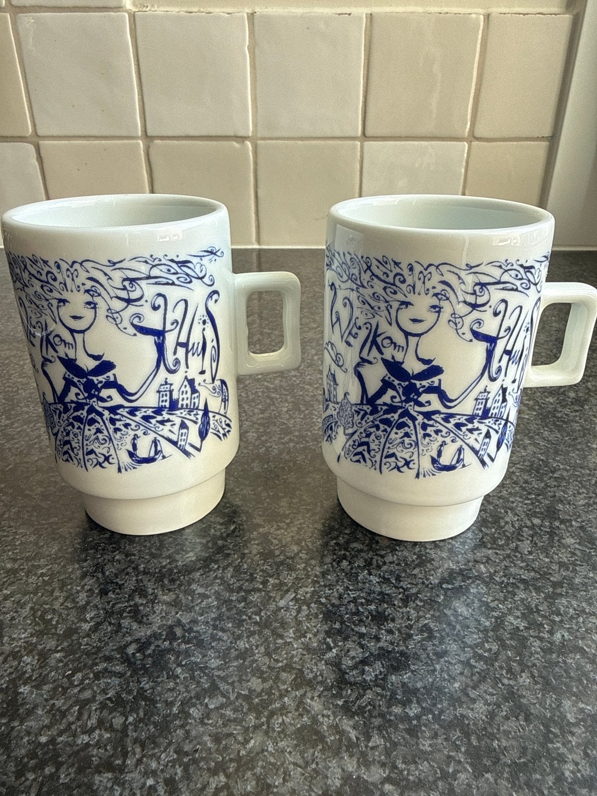 Set van 2 vintage Mosa Jan des Bouvrie mokken, Antiek en Kunst, Ophalen of Verzenden