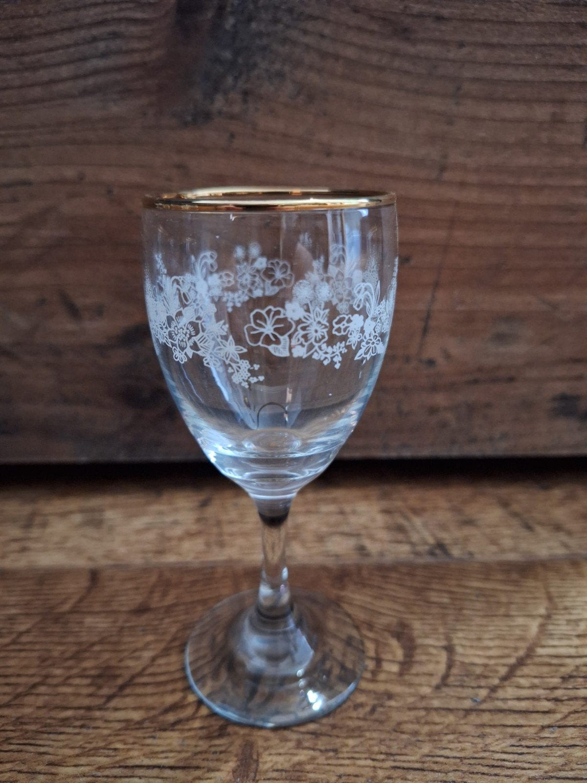 Set van 6 vintage wijnglazen met gouden rand, Ophalen of Verzenden