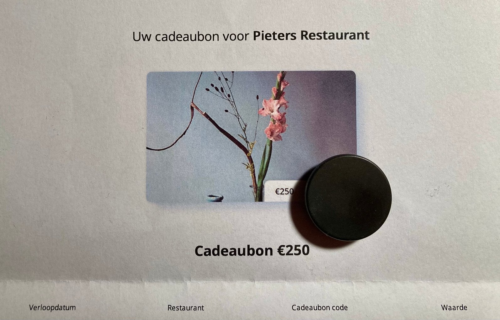 Cadeaubon Pieters Restaurant, Tickets en Kaartjes, Kortingen en Cadeaubonnen, Twee personen, Cadeaubon, Overige typen