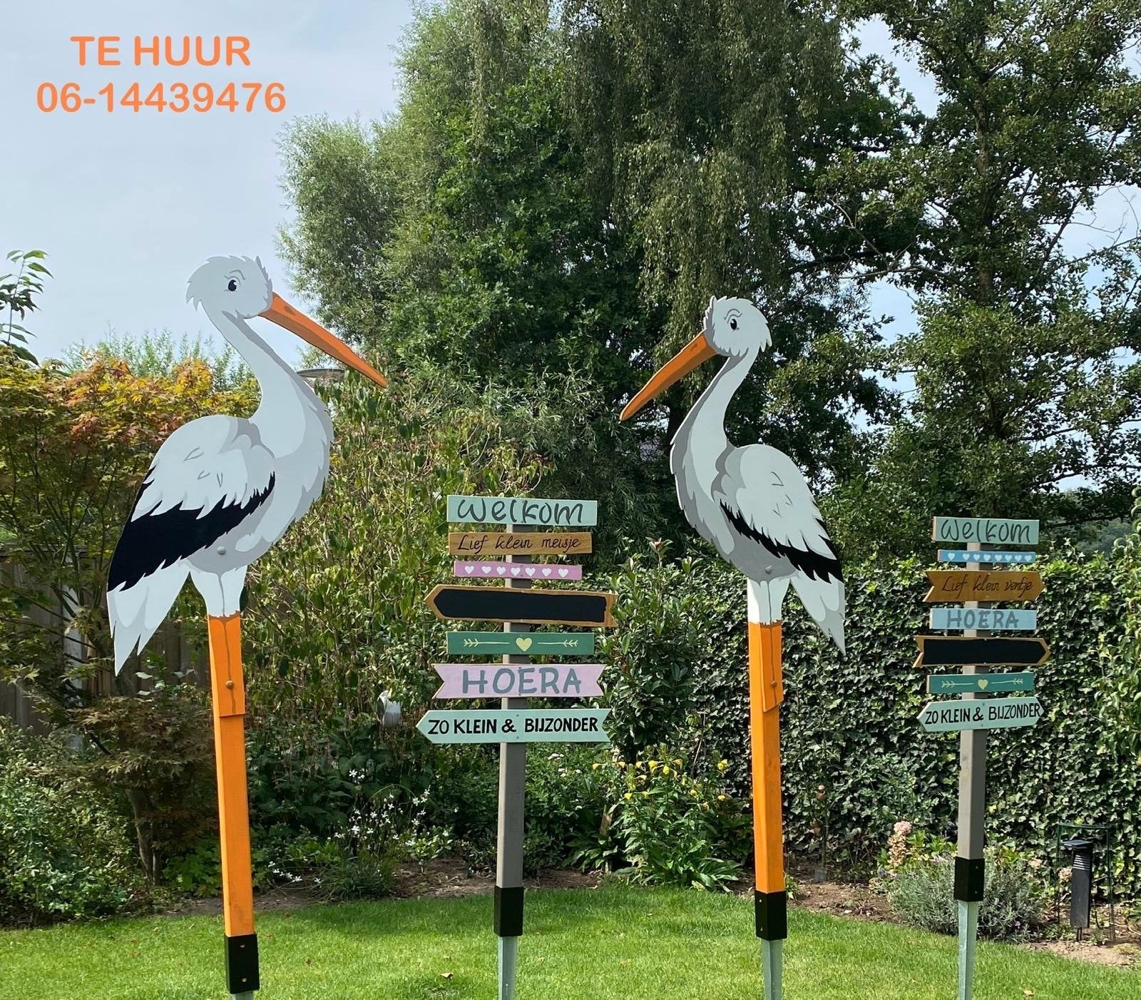 Ooievaar en geboorteborden verhuur, Ophalen, Zo goed als nieuw, Geboorte of Huwelijk